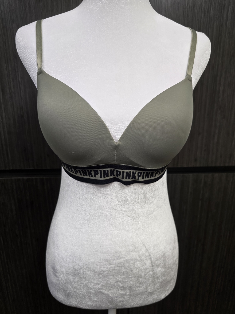 PINK Victoria's Secret Olive Push-Up Wireless Bra with Branded Band